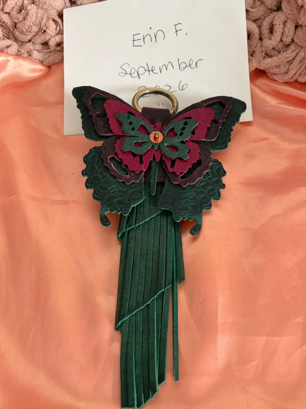 Artisan-made Leather Butterfly Flair and Tassel Set for Purses